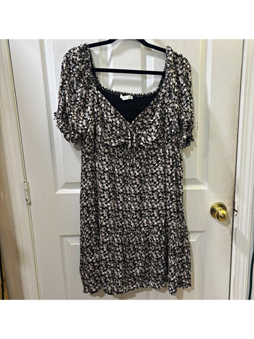 Altar'd state sweetheart neck baby doll floral smocked back dress women XL